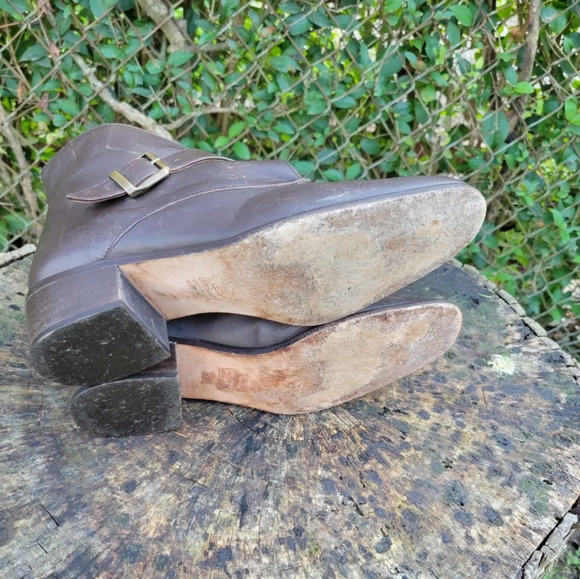 Women Vintage Brown Short Ankle Booties By Talbots Size 7M/Women Leather Boots/ - Picture 10 of 10